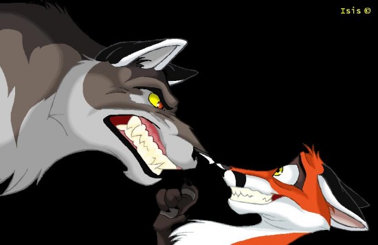 Wolf_and_fox_by_IsisMasshiro